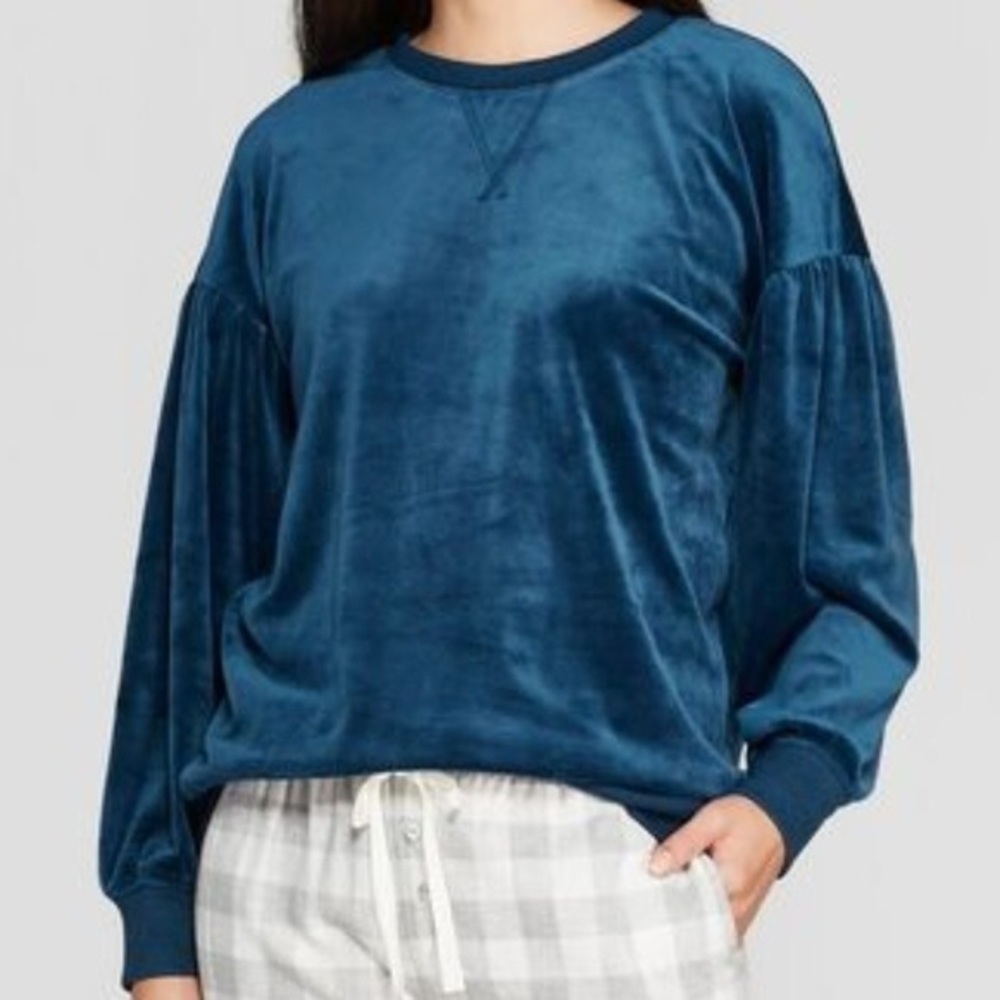 Soft Comfy Velvety Lightweight Sweatshirt Top Lg